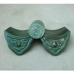 Ngói âm dương sen đơn, chữ thọ men xanh đồng cổ - cỡ trung Ngói âm dương sen đơn, chữ thọ men xanh đồng cổ - cỡ trung