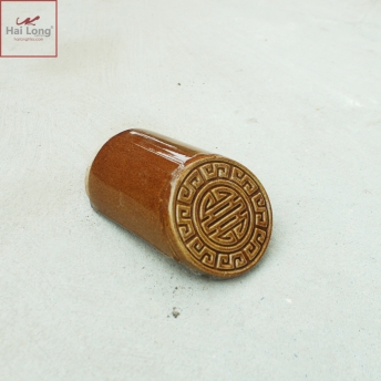 Ngói hổ phù chữ thọ men da lươn cổ - cỡ trung 01