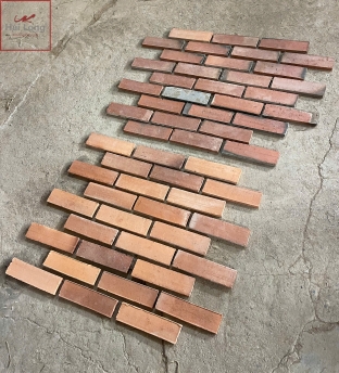 Gạch thẻ 02 tone màu hỏa biến Đỏ Đậm và Cam Đât 01