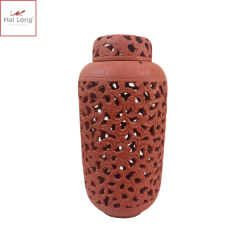 Đèn bình gốm hình hoa lá loại nhỏ 02 Đèn bình gốm hình hoa lá loại nhỏ 01